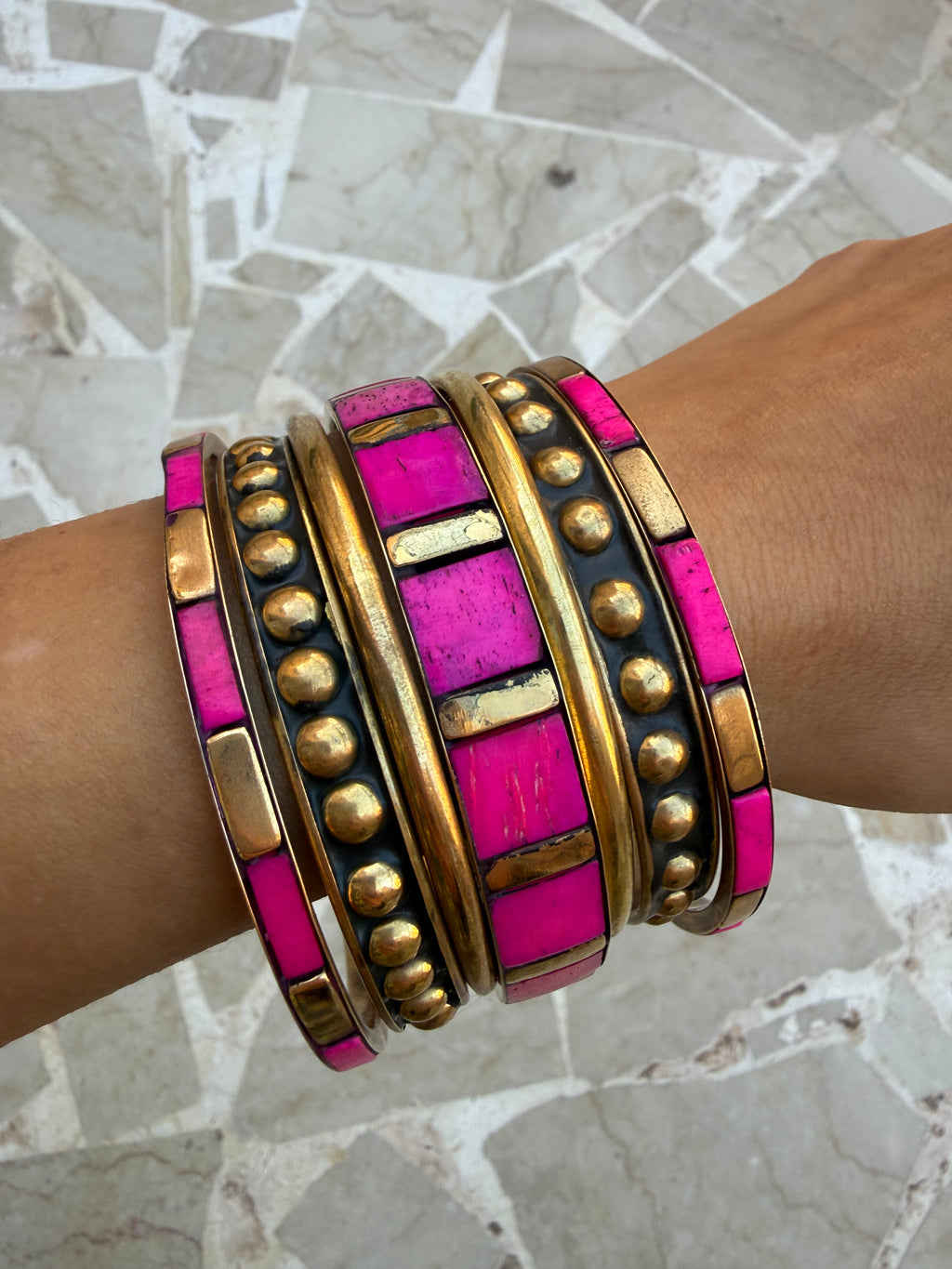 Bracelets Fushia - lot de 7